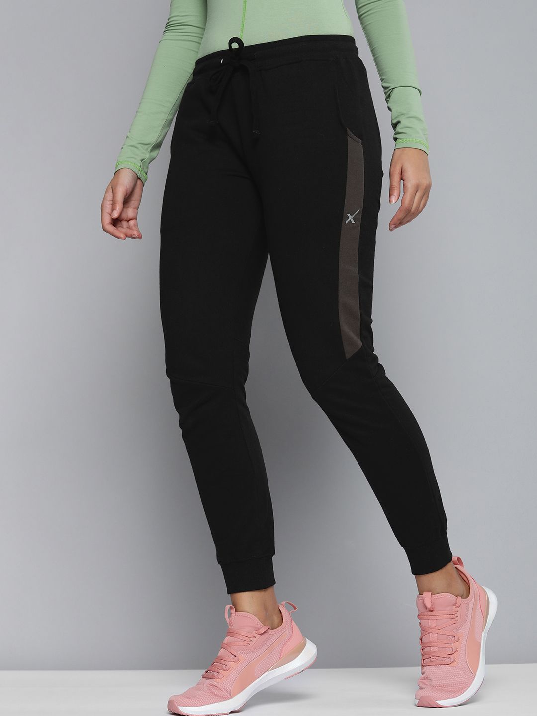 HRX by Hrithik Roshan Women Black Slim Fit SWEDISH POP Pure Cotton Sports Joggers