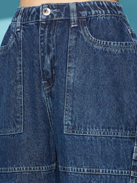 STREET 9 Women Blue Wide Leg High-Rise Clean Look Pure Cotton Jeans