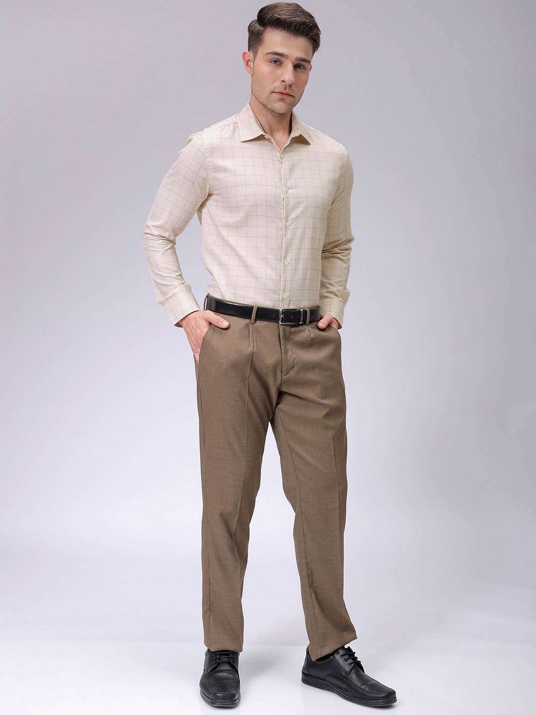 The Indian Garage Co. X Luxe Men Spread Collar Checked Slim Fit Formal Shirt