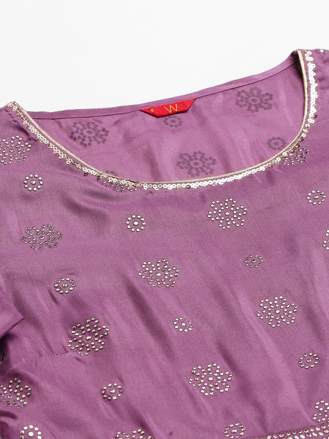 W Purple Ethnic Motifs Ethnic Maxi Dress