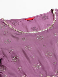 W Purple Ethnic Motifs Ethnic Maxi Dress