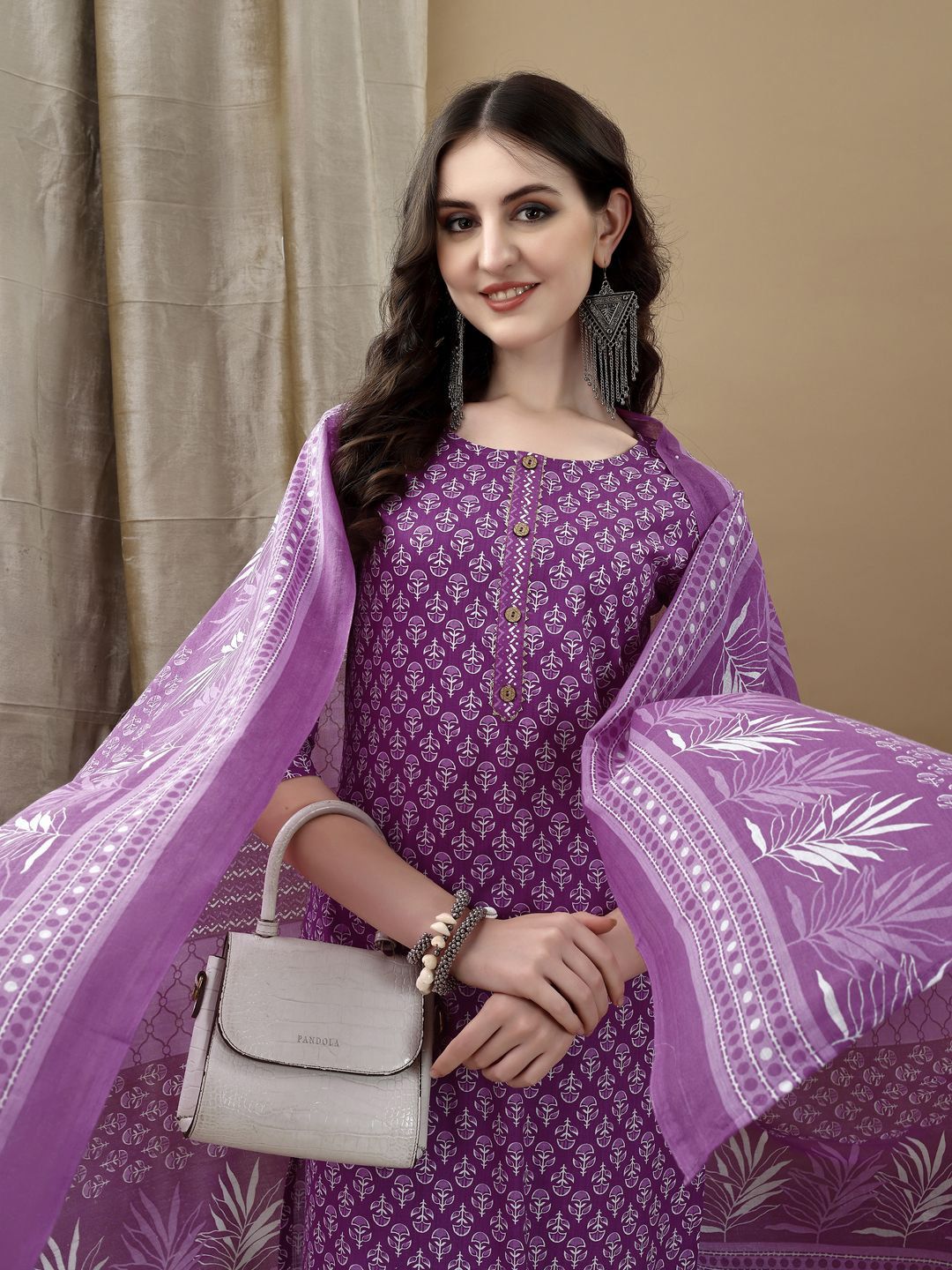 KALINI Women Ethnic Motifs Printed Regular Kurta with Trousers & Dupatta