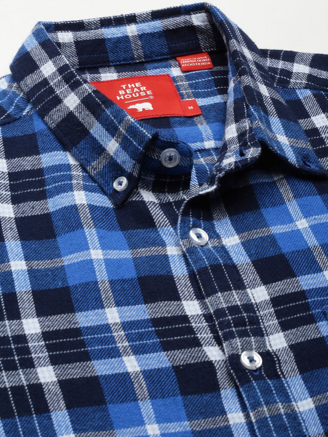 THE BEAR HOUSE Men Blue Slim Fit Opaque Checked Casual Shirt