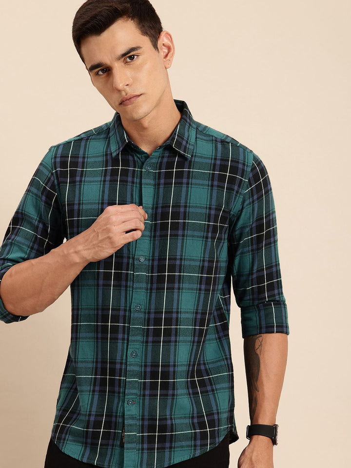 Being Human Pure Cotton Slim Fit Checked Casual Shirt