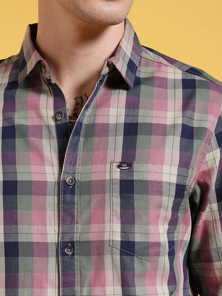 The Indian Garage Co Tartan Checked Slim Fit Pure Cotton Shirt