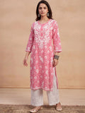House of Chikankari Women Floral Embroidered Chikankari Kurta