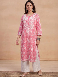 House of Chikankari Women Floral Embroidered Chikankari Kurta