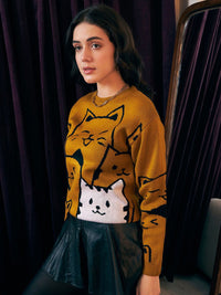 Berrylush Graphic Printed Acrylic Pullover