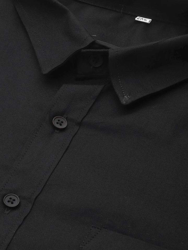 DENNISON Men Black Smart Slim Fit Pure Cotton Solid Formal Shirt