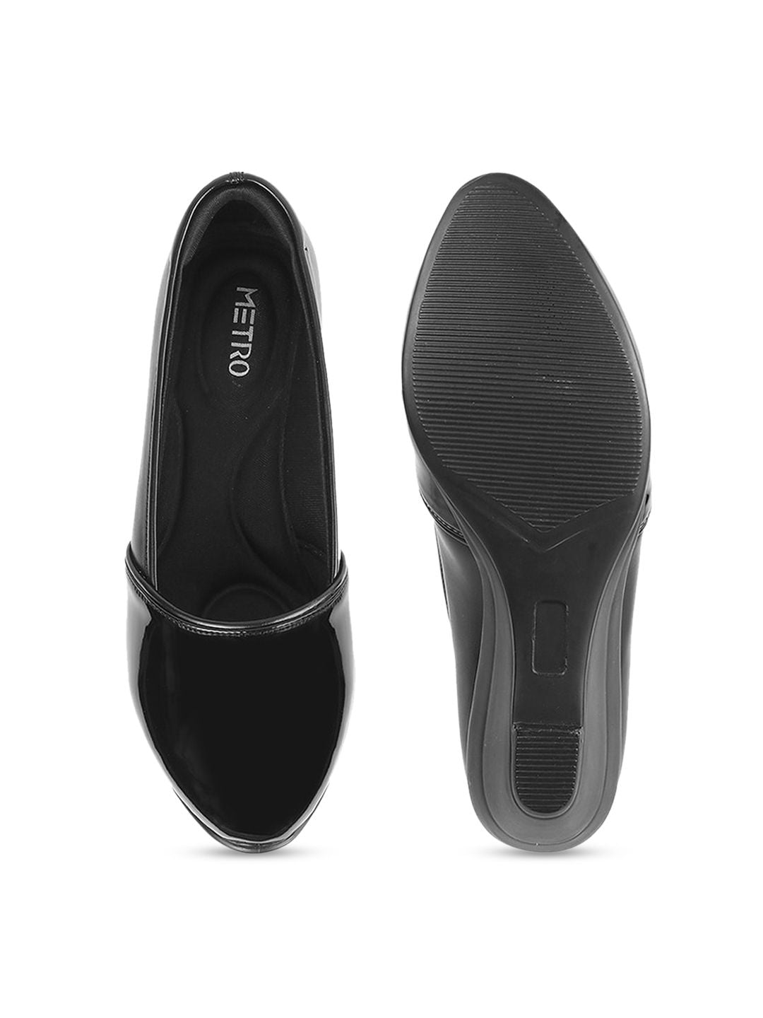 Metro Black Solid Work Wedge Pumps