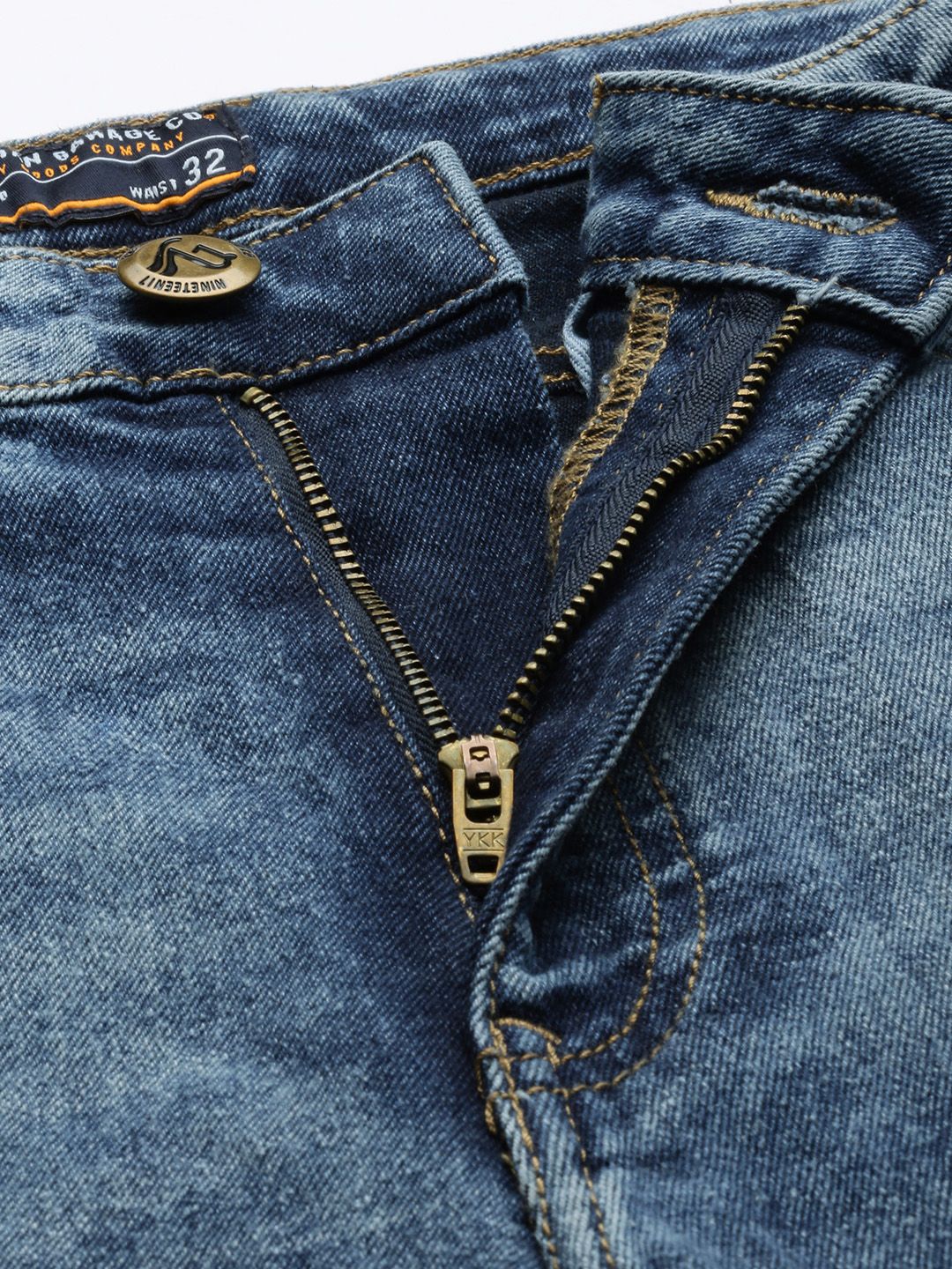 The Indian Garage Co Men Blue Slim Fit Light Fade Stretchable Jeans