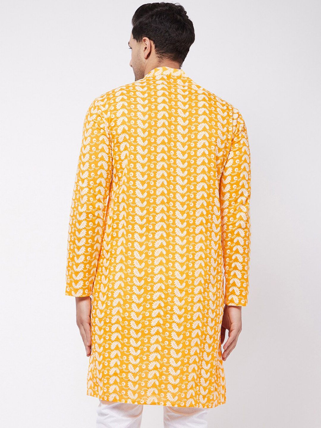 VASTRAMAY Ethnic Motifs Embroidered Chikankari Cotton Straight Kurta