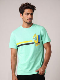 The Indian Garage Co Men Johnny Bravo Striped Round Neck Cotton Slim Fit T-shirt
