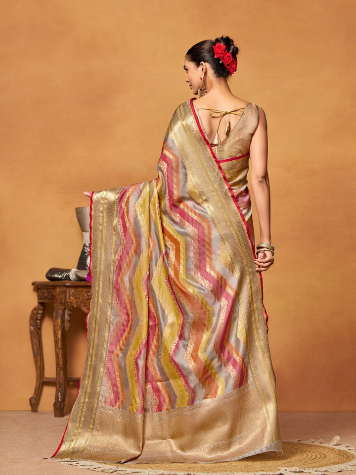 KALINI Women Silk Blend Woven Banarasi Saree With Blouse Piece