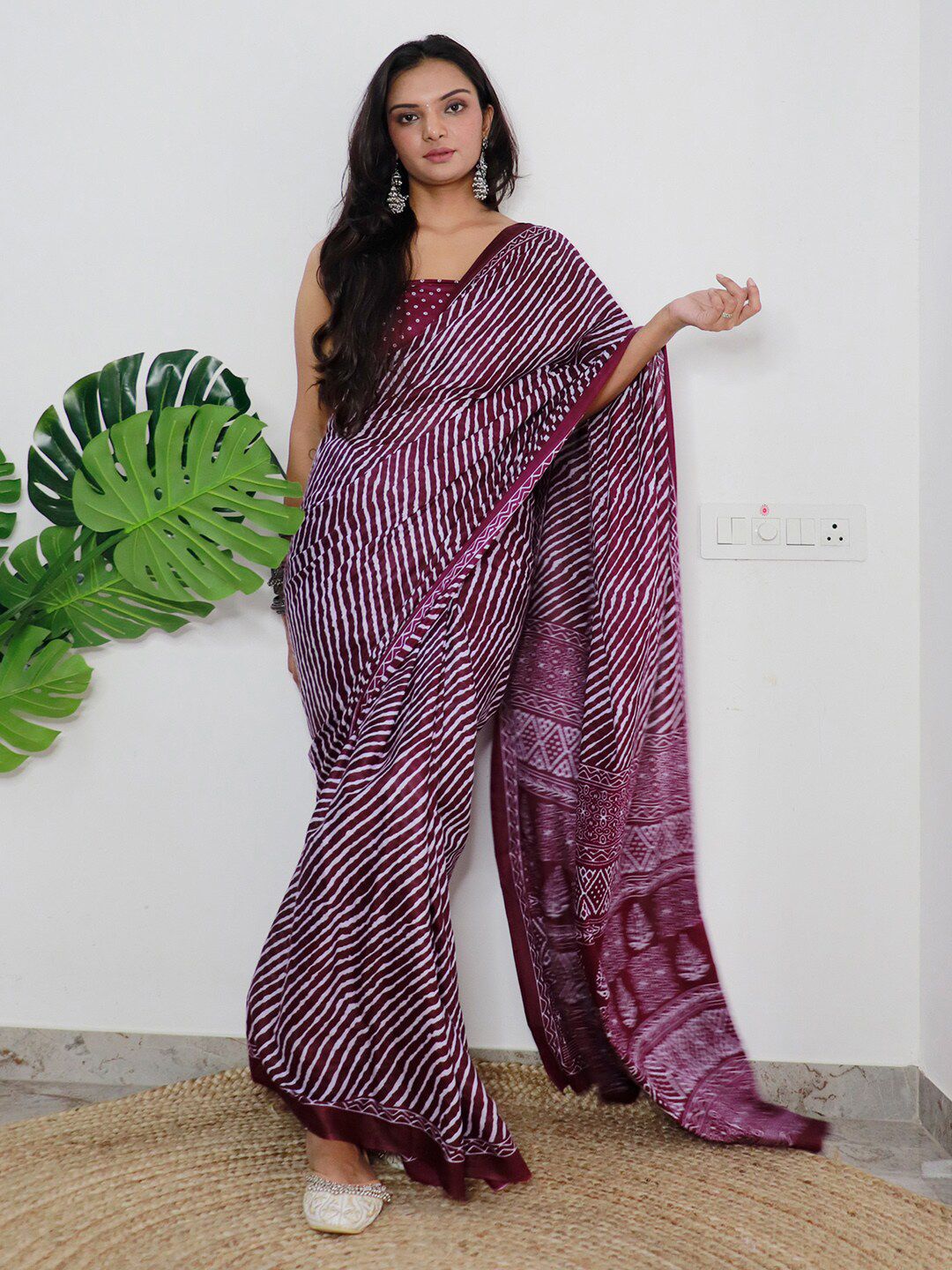 Saree mall Leheriya Poly Cotton Leheriya Ready to Wear Saree
