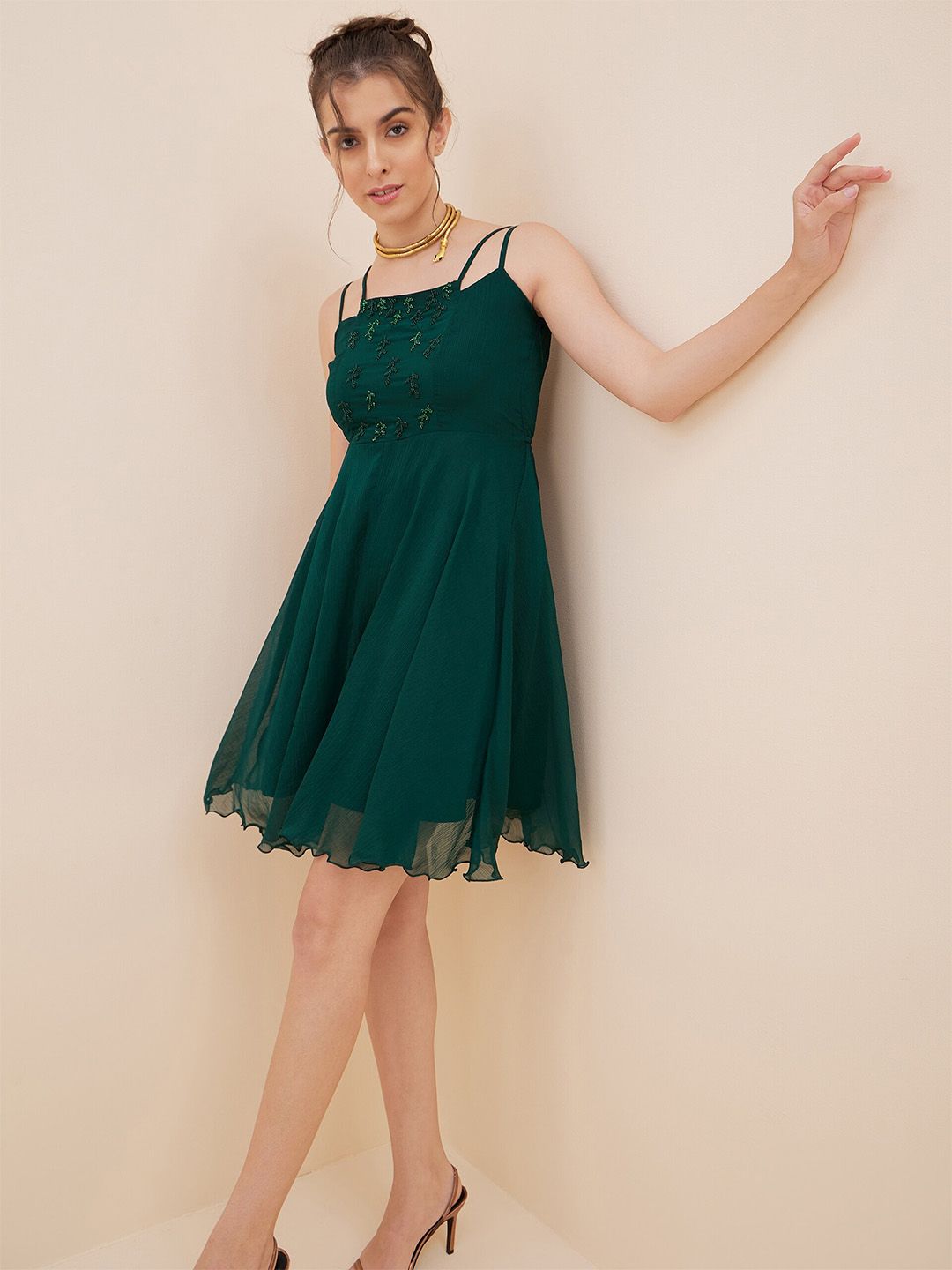 Antheaa Embellished Fit & Flare Dress