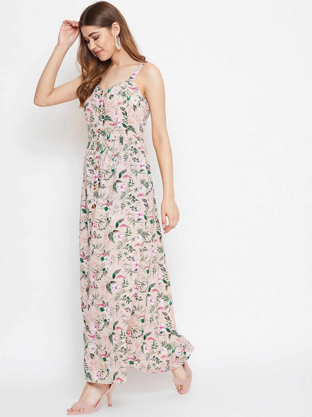 Berrylush Floral Crepe Maxi Dress