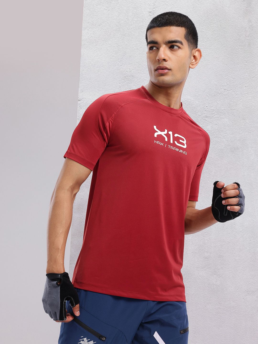 HRX by Hrithik Roshan Typography Printed Raglan Sleeves Rapid-Dry Training T-shirt