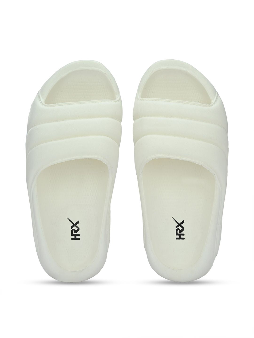 HRX by Hrithik Roshan Women White Textured Rubber Sliders
