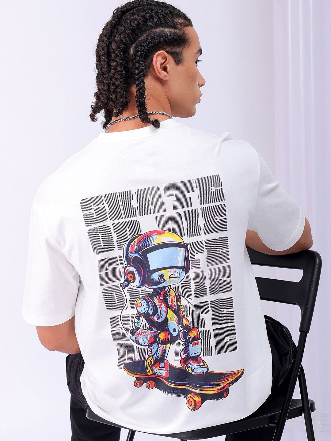 The Indian Garage Co Men Back Printed Boxy Oversized Pure Cotton T-shirt