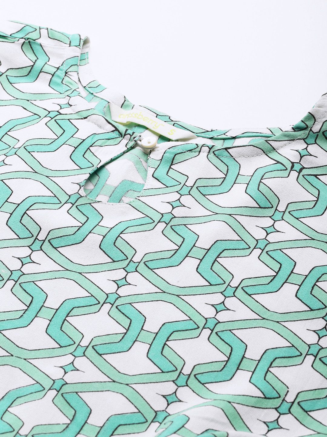 DressBerry Printed Keyhole Neck Empire Top