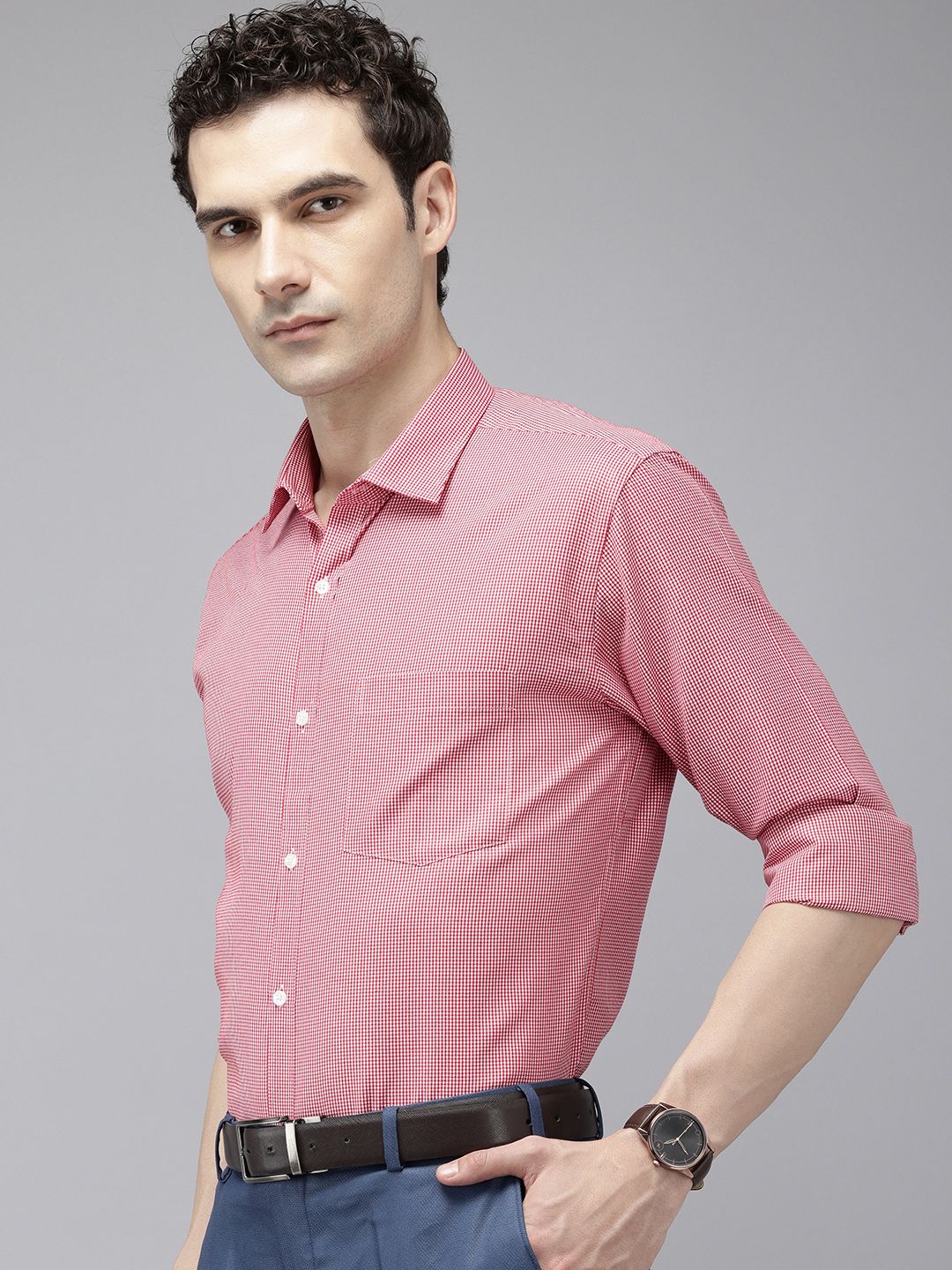 Park Avenue Slim Fit Micro Checked Formal Shirt