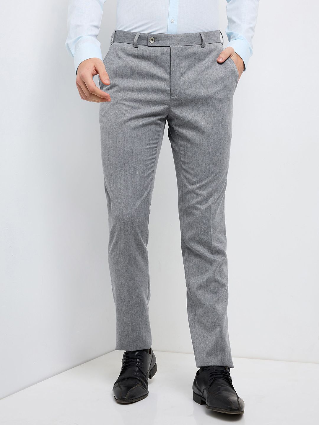 Raymond Men Slim Fit Low-Rise Formal Trousers