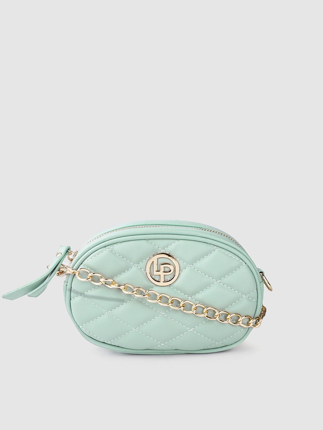 Lino Perros Women Mint Green Quilted Sling Bag Cum Fanny Pack