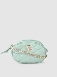Lino Perros Women Mint Green Quilted Sling Bag Cum Fanny Pack