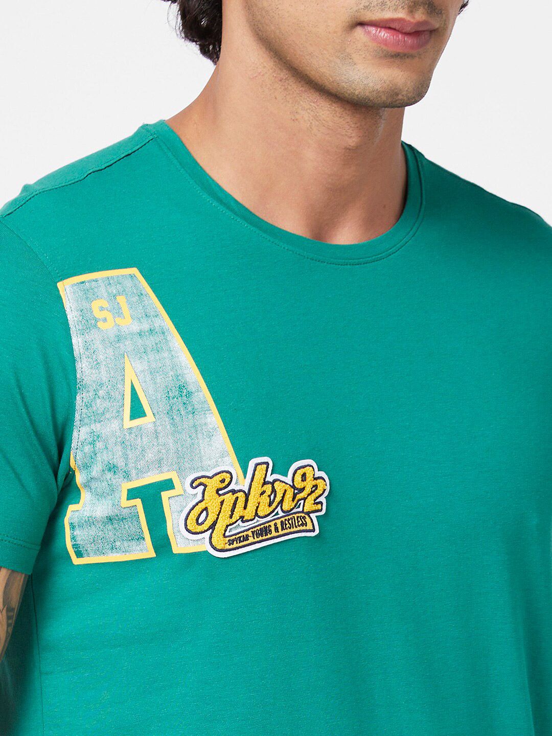 SPYKAR Typography Printed Slim Fit T-shirt