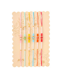 NVR Unisex Set of 6 Multicolor Artificial Stones & Pearls Rakhi With Roli Chawal
