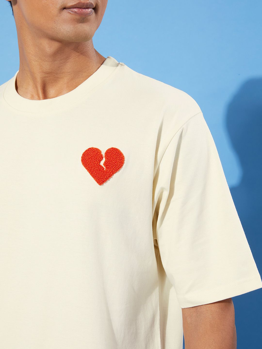 Difference of Opinion Men Typography Embroidered Oversized Pure Cotton Longline T-shirt