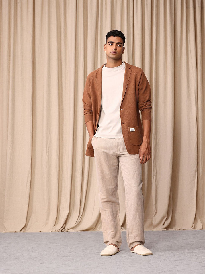 Mr Bowerbird Self Design Tailored Fit Single-Breasted Casual Blazer