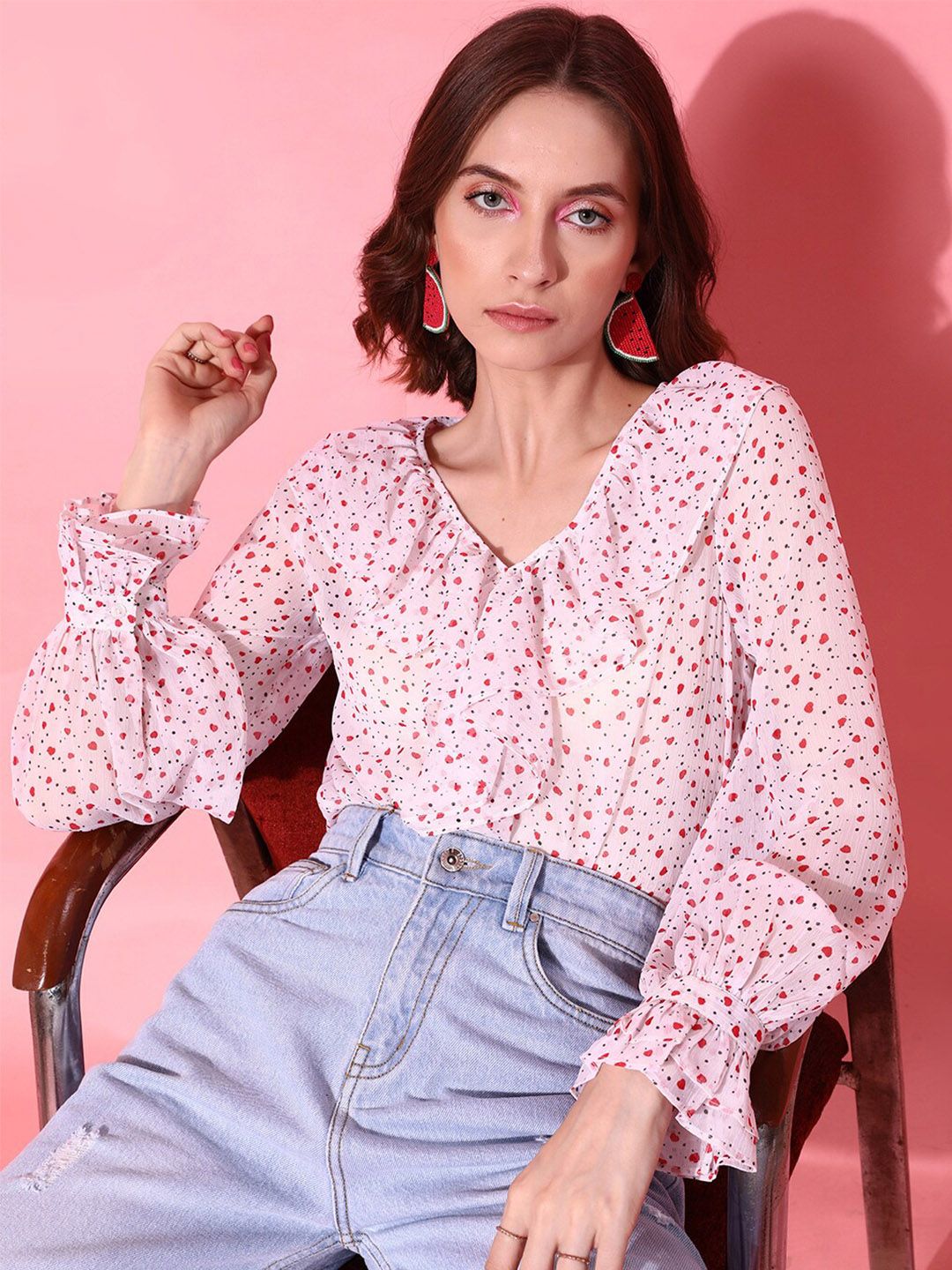 STREET 9 Alluring White Abstract Top