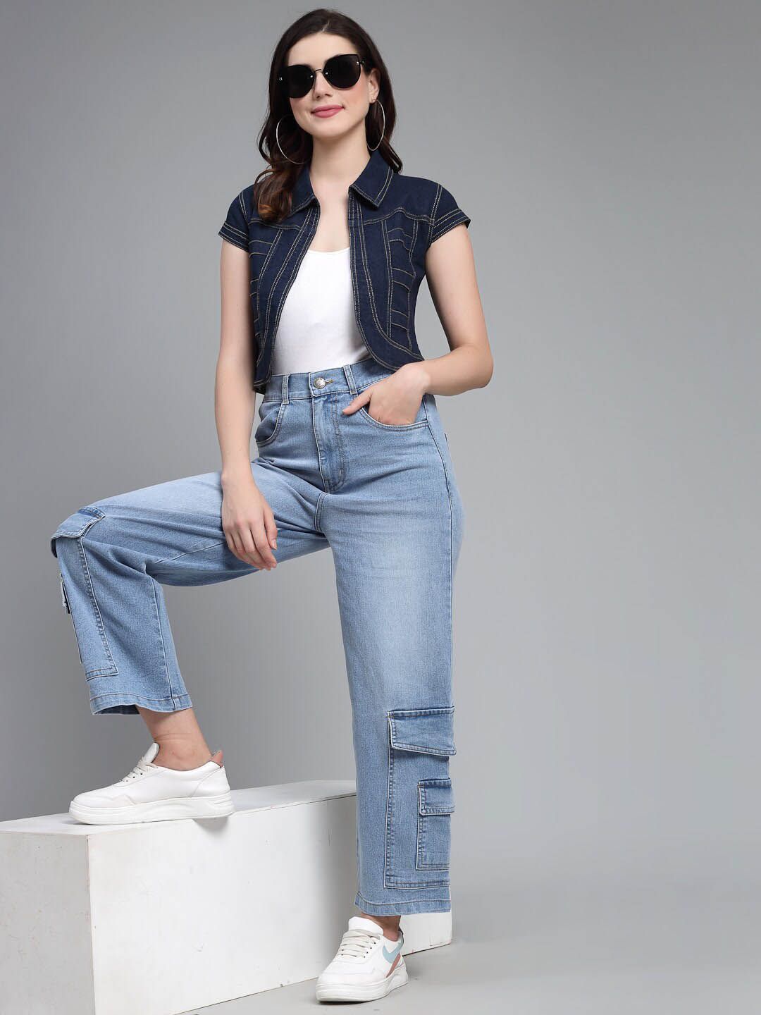 Style Quotient Women Crop Denim Shrug