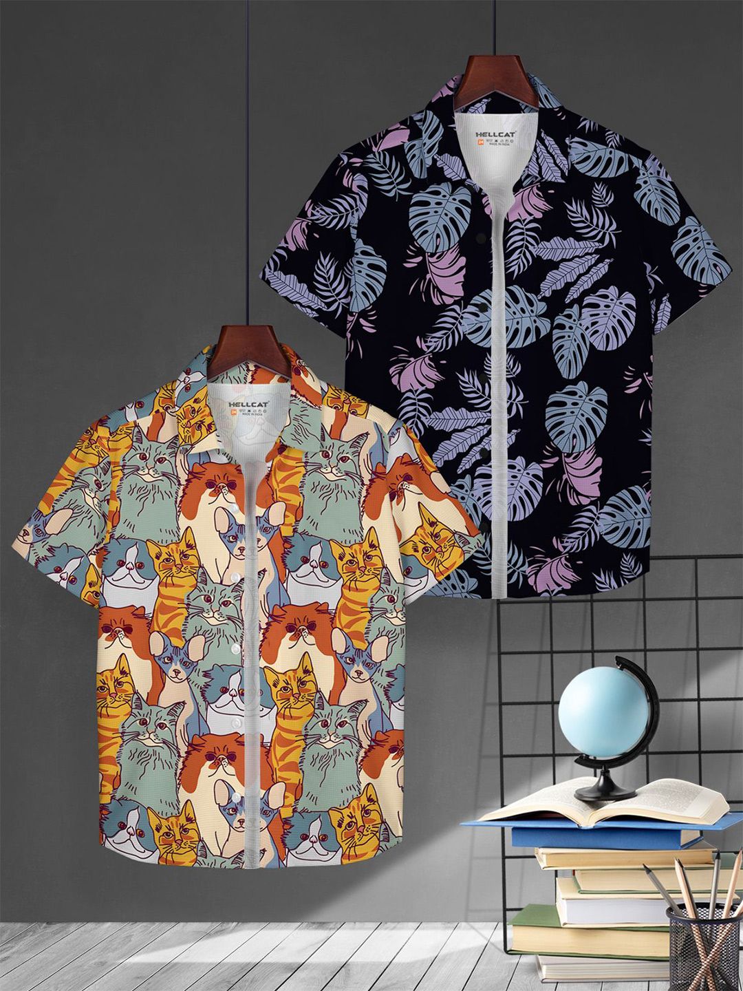 HELLCAT Boys Pack of 2 Floral Opaque Printed Casual Shirt