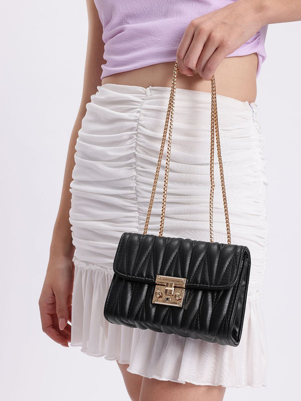 DressBerry Quilted Structured Shoulder Bag