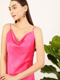 STREET 9 Fuchsia Cowl Neck Sheath Mini Dress