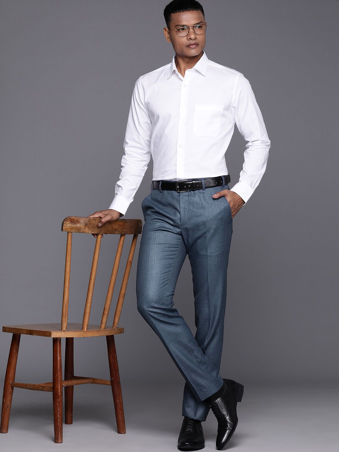 Raymond Men Textured Slim Fit Trousers