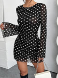 all about you Polka Dot Print Flared Sleeve Top