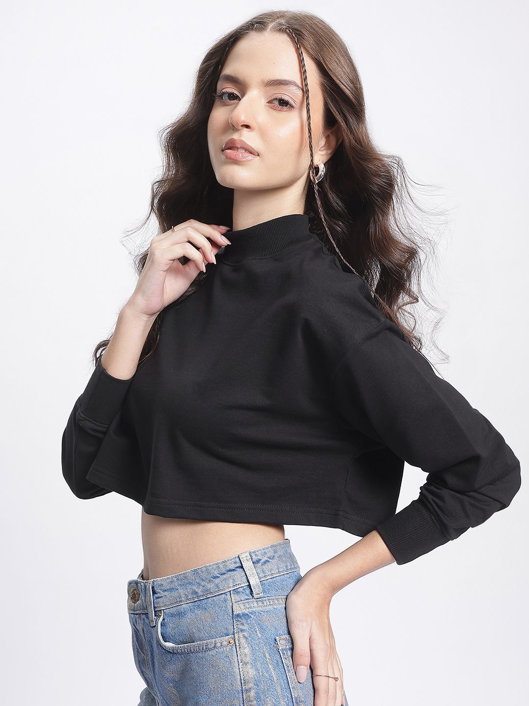 DressBerry Printed Crop Sweatshirt