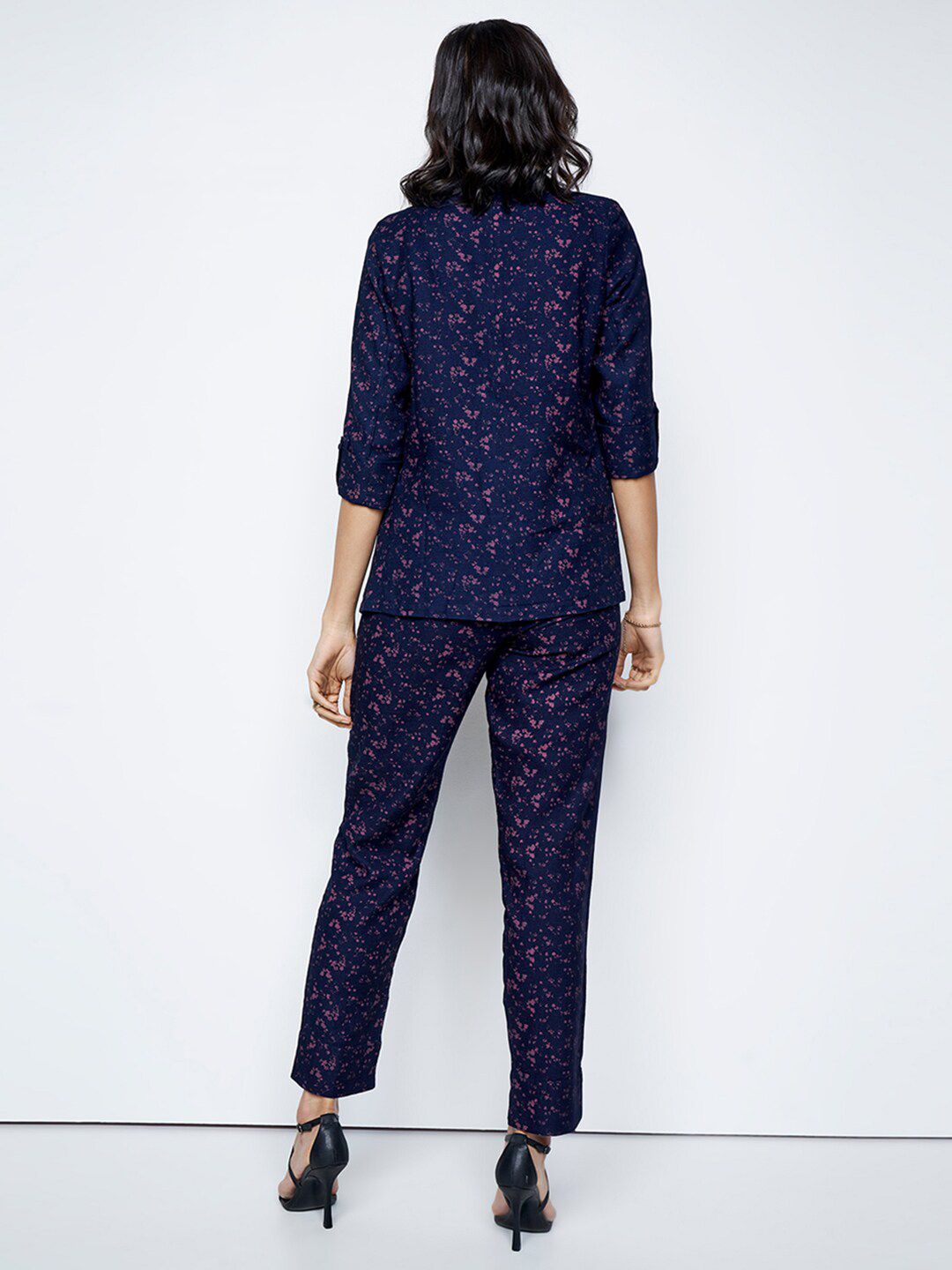 AND Self Design Top Blazer With Trousers Co-Ords