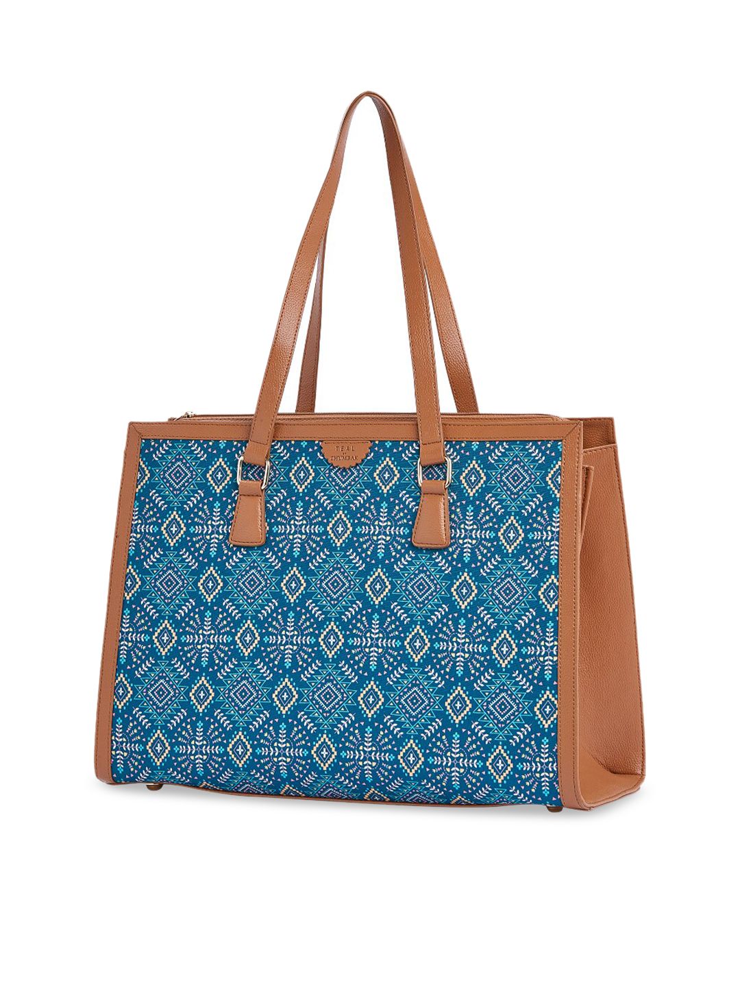 TEAL BY CHUMBAK Ethnic Motifs Printed Structured Tote Bag