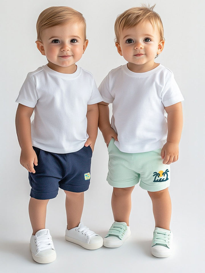 Nauti Nati Boys Pack of 2 Cotton Graphic Print and Badged Shorts