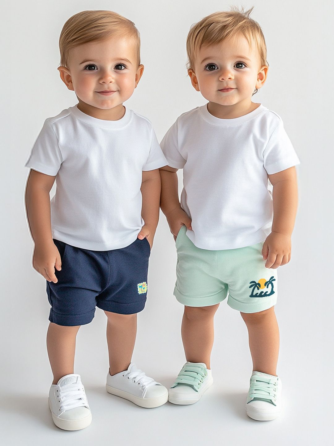 Nauti Nati Boys Pack of 2 Cotton Graphic Print and Badged Shorts