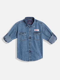 Monte Carlo Boys Solid Chambray Smart Fit Shirt