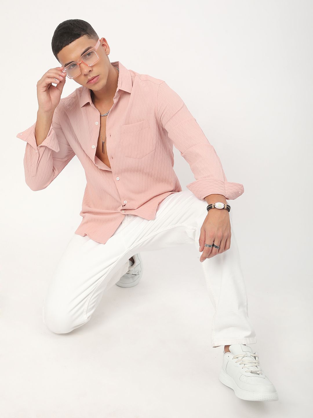 VASTRADO Men Classic Spread Collar Solid Slim Fit Casual Shirt