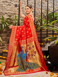 KALINI Ethnic Motifs Woven Design Zari Detail Paithani Saree