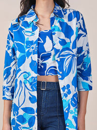 AND Floral Print Cotton Shirt Style Longline Cotton Top
