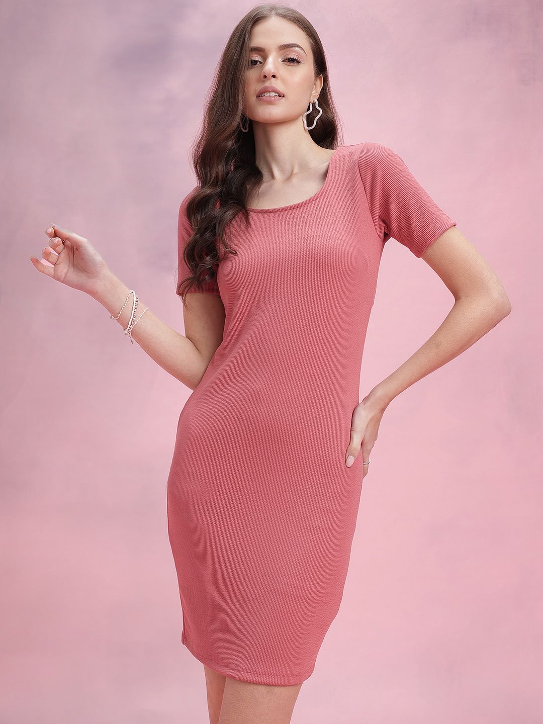 DressBerry Textured Ribbed Bodycon Dress